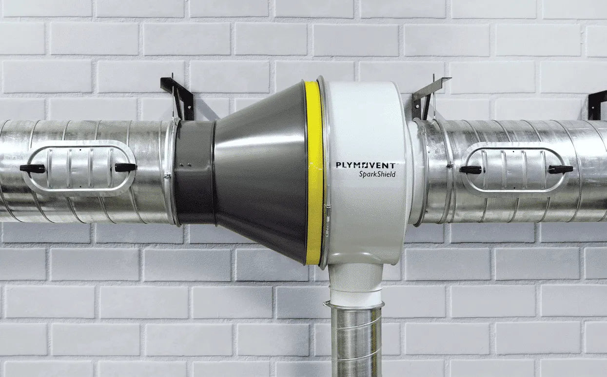 a grey colored Plymovent Spark Shield fire safety solution