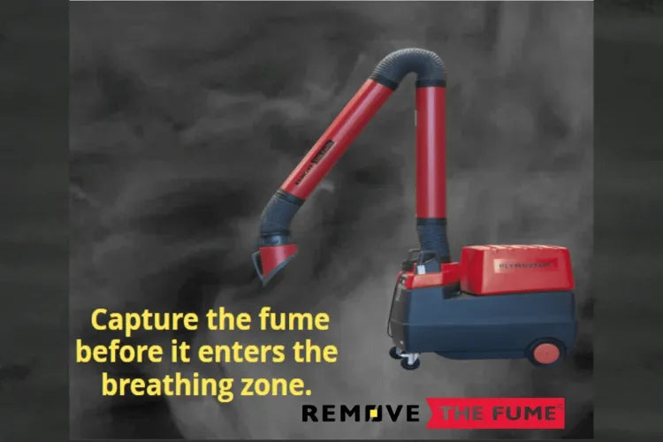 Remove The Fume's MFS Merv 16 rated filter unit of red color