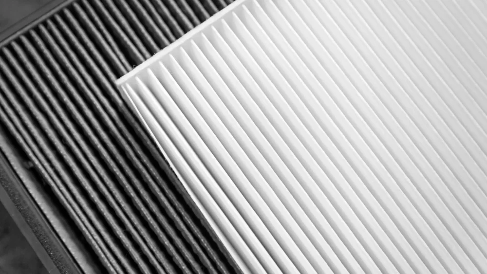 A close-up shot of Welding Fume Extractor Filters of white and grey colors