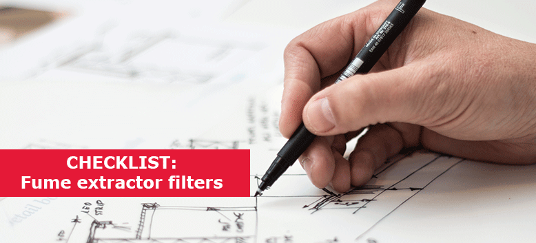 Banner for a checklist for fume extraction filters.
