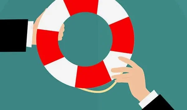 hands sharing a lifeboat support ring.