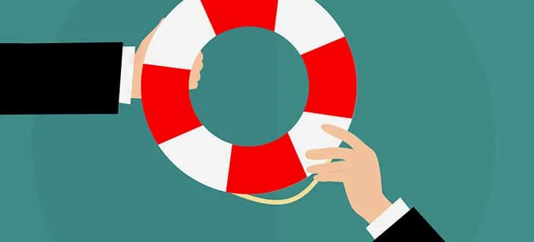 hands sharing a lifeboat support ring.