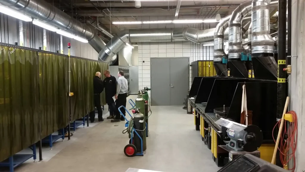 Plymovent set up at Fleming College Welding School