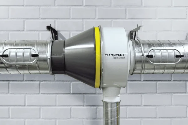 a grey colored Plymovent Spark Shield fire safety solution