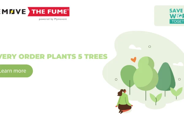 The image has the Remove The Fume logo with green text talking about EcoDrive where every order the customer places, the company plants five trees.